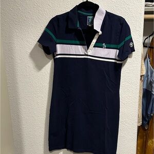Wimbledon Navy and Green Polo Mini Dress